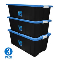 Picture of 40 Gal Latching Black Plastic Storage Tote Box - 3-Pack