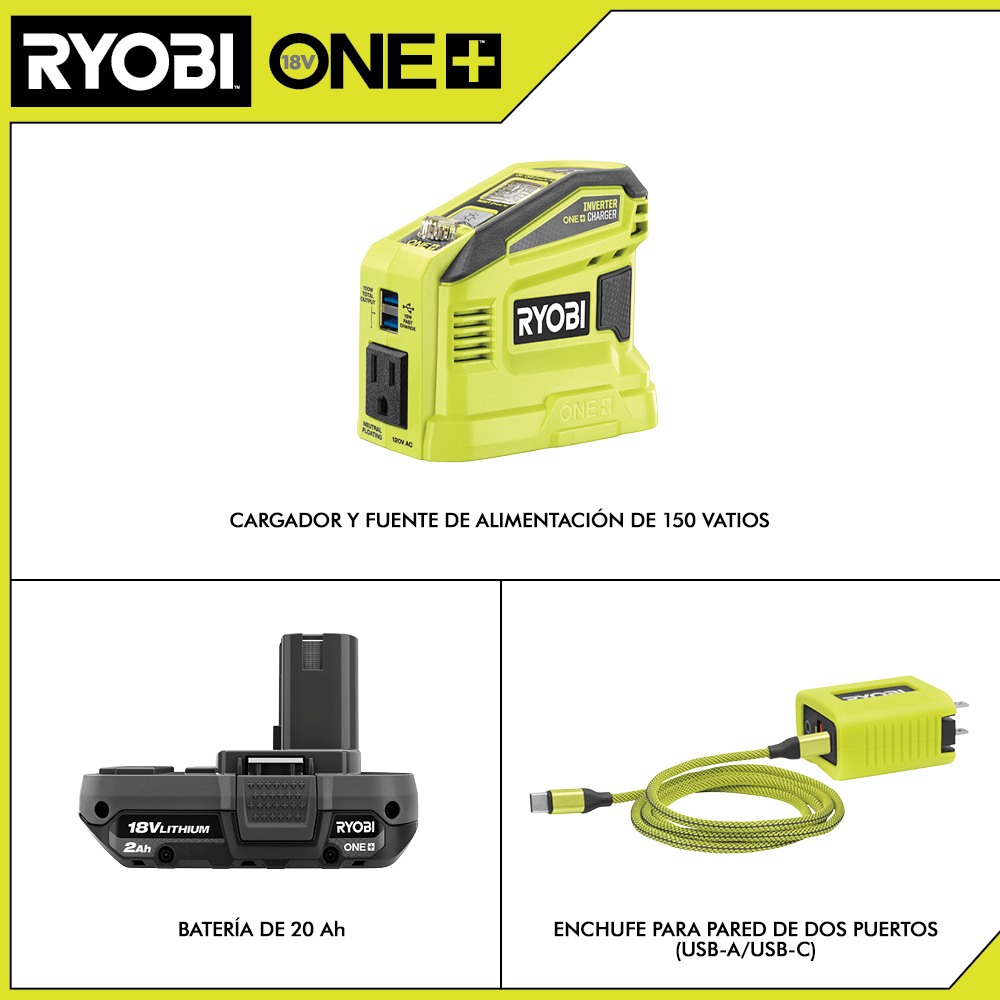 Set batteria + caricabatterie ryobi one+ rc18120-120c, 18v, 2ah